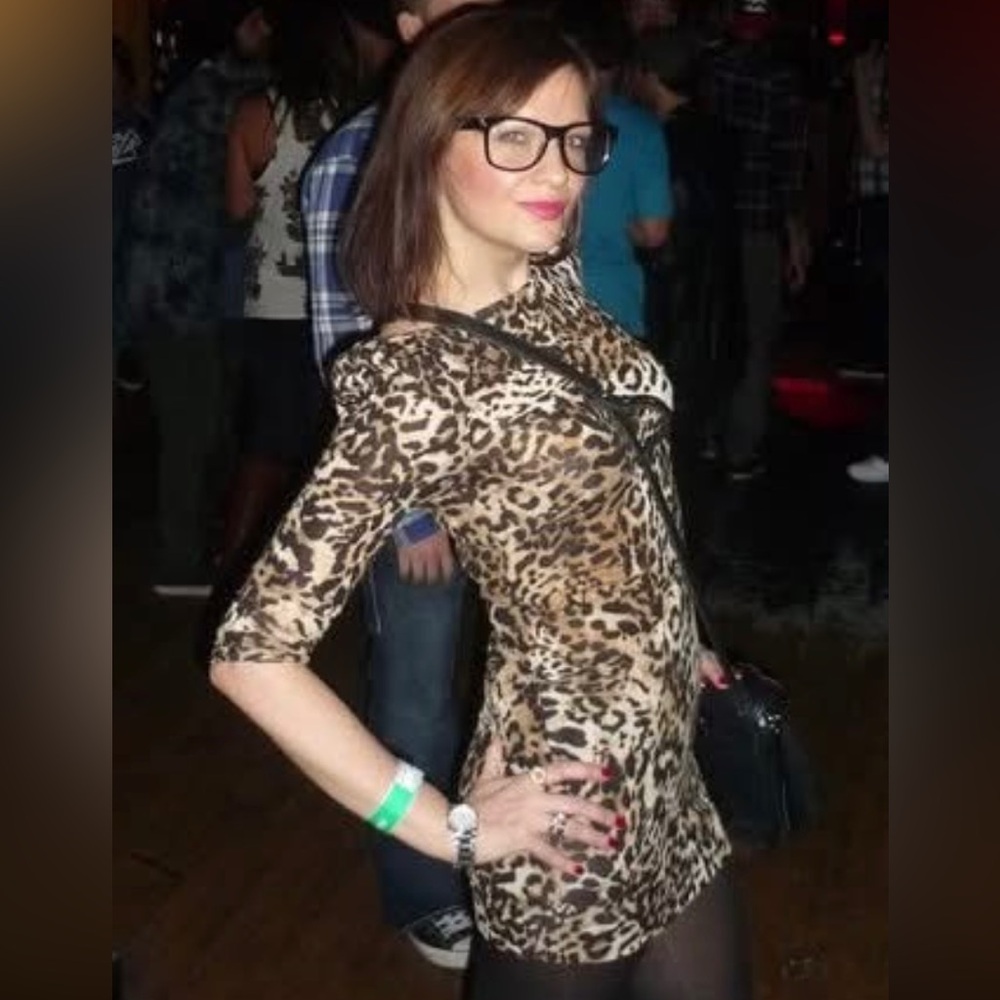 Leopard puff sleeve mini dress